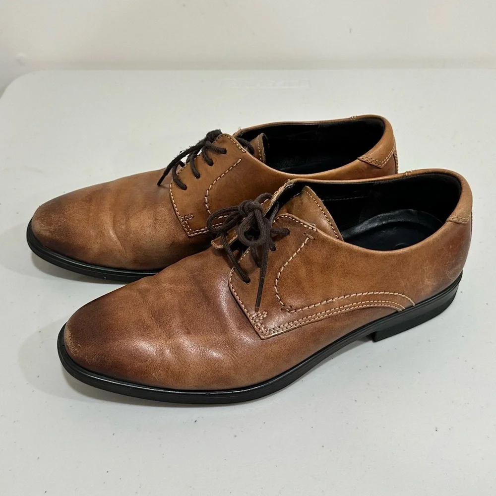 Ecco Mens Melbourne Lace Tie Casual Dress‎ Oxfords 621634 Amber Brown Size 9
